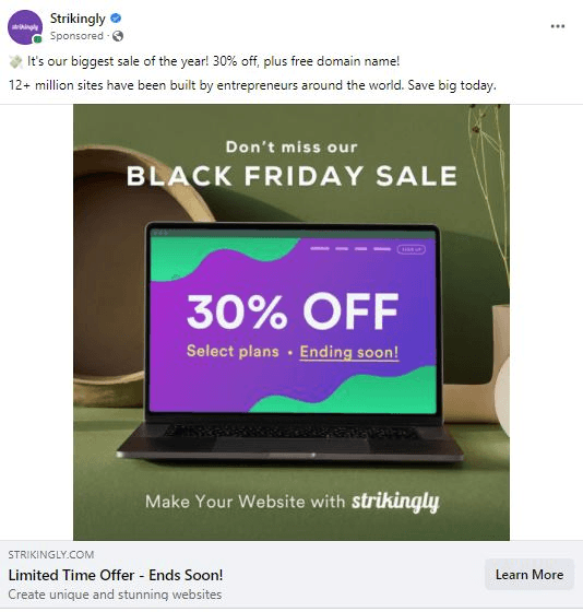 Strikingly在Facebook的广告 Strikingly在Facebook的广告